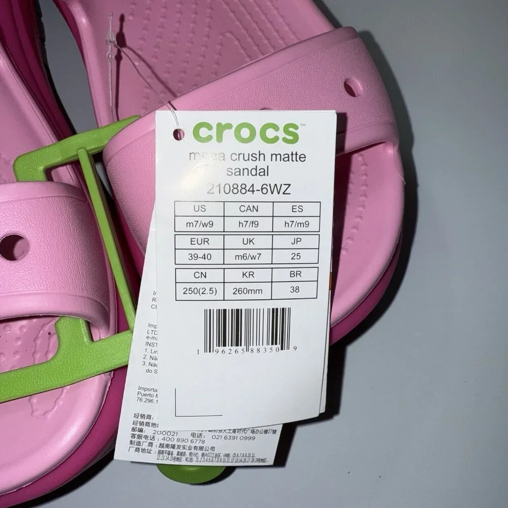 Crocs Mega Crush Women’s Size 9 Platform Sandal Bubble Pink Matte 210884-6WZ NEW - Picture 3 of 8